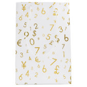 Gouden luxe nummers & valutasymbolen Patroon Medium Cadeauzakje (Voorkant)