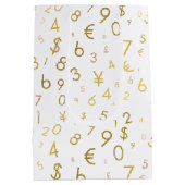 Gouden luxe nummers & valutasymbolen Patroon Medium Cadeauzakje (Achterkant)