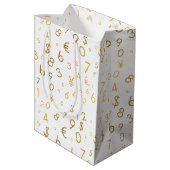 Gouden luxe nummers & valutasymbolen Patroon Medium Cadeauzakje (Achterkant Gekanteld)