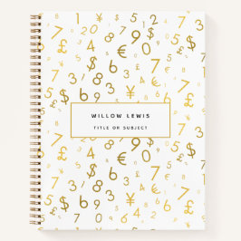 Gouden luxe nummers & valutasymbolen Patroon Notitieboek