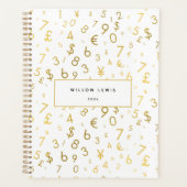 Gouden luxe nummers & valutasymbolen Patroon Planner (Voorkant)