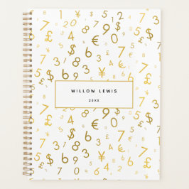 Gouden luxe nummers & valutasymbolen Patroon Planner