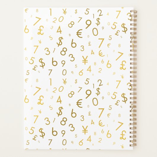 Gouden luxe nummers & valutasymbolen Patroon Planner (Achterkant)
