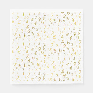 Gouden luxe nummers & valutasymbolen Patroon Servet