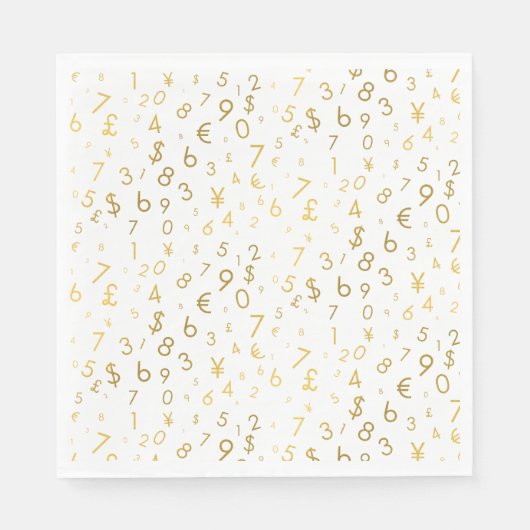 Gouden luxe nummers & valutasymbolen Patroon Servet (Voorkant)