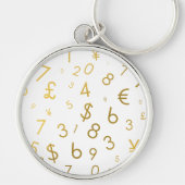 Gouden luxe nummers & valutasymbolen Patroon Sleutelhanger (Voorkant)