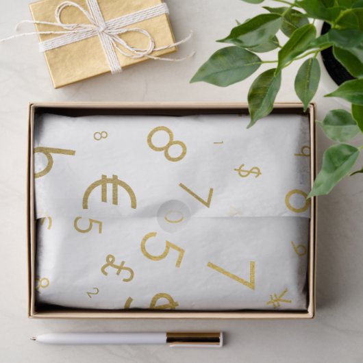 Gouden luxe nummers & valutasymbolen Patroon Tissuepapier (Geschenk)