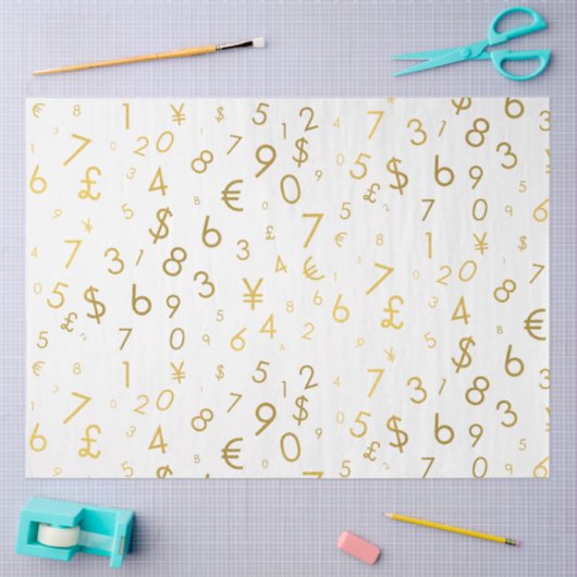 Gouden luxe nummers & valutasymbolen Patroon Tissuepapier (Craft)