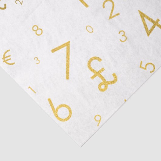 Gouden luxe nummers & valutasymbolen Patroon Tissuepapier (Detail)