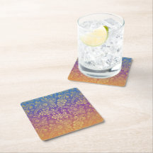 Gouden Luxe Paisley op Blauw, Paars en Oranje