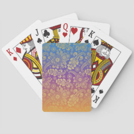 Gouden luxe paisley op blauw paars oranje pokerkaarten