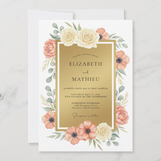 Gouden Luxe Romantische Bruiloft Kaart (Voorkant)