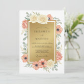 Gouden Luxe Romantische Bruiloft Kaart (Staand voorkant)