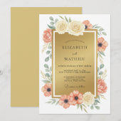 Gouden Luxe Romantische Bruiloft Kaart (Voorkant / Achterkant)