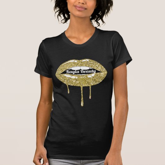 Gouden Luxe Schoonheid Glam Glitters Drup Druppend T-shirt (Voorkant)