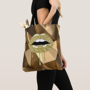 Gouden Luxe Schoonheid Glam Glitters Druppelende L Tote Bag