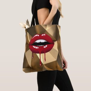 Gouden Luxe Schoonheid Glam Rode Drip Druppende Li Tote Bag