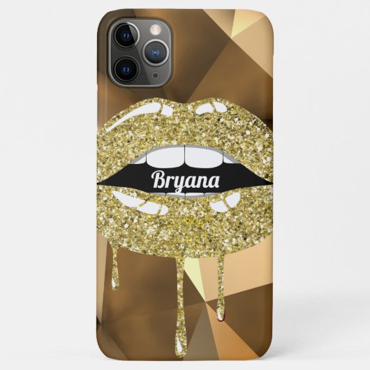 Gouden Luxe Schoonheid Glitter Druppelende Lippen Case-Mate iPhone Case (Achterkant)