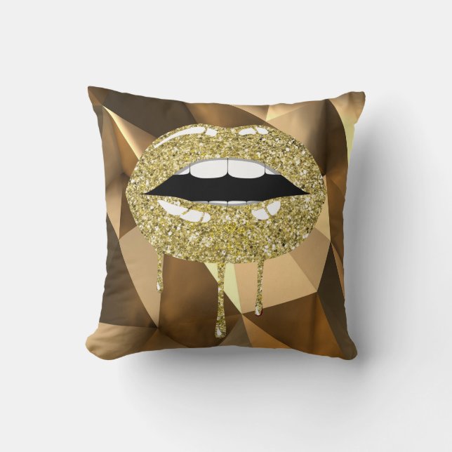 Gouden Luxe Schoonheid Glitters Glibberende Lippen Kussen (Voorkant)
