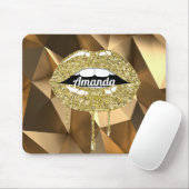 Gouden Luxe Schoonheid Glitters Glibberende Lippen Muismat (Met muis)