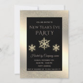 Gouden luxe sneeuwvlokken oudejaarsfeest kaart (Voorkant)