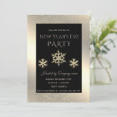 Gouden luxe sneeuwvlokken oudejaarsfeest kaart (Staand voorkant)