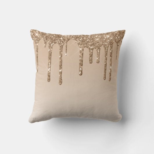 Gouden Luxe Sparkle Glitter Monogram Kussen (Achterkant)