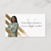 Gouden Luxe Vastgoedmakelaar Foto Monogram Luxe Visitekaartje (Voorkant)