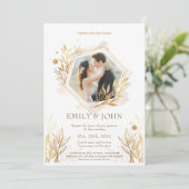 Gouden luxe verloop trouwkaart foto kaart (Staand voorkant)