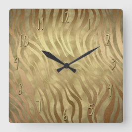Gouden Luxe Weelderige Zebra Jungle Safari Glamour Vierkante Klok
