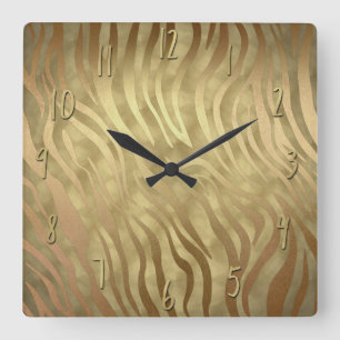 Gouden Luxe Weelderige Zebra Jungle Safari Glamour Vierkante Klok