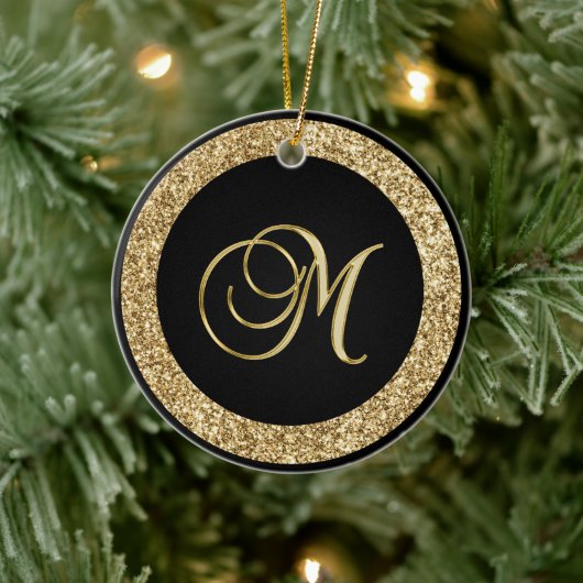 Gouden M monogram Keramisch Ornament (Boom)