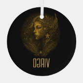 Gouden Maagd klassiek sterrenbeeld zwart Glas Ornament (Achterkant)