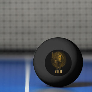 Gouden Maagd klassiek sterrenbeeld zwart Pingpongbal