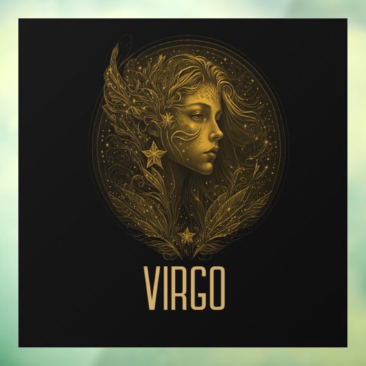 Gouden Maagd klassiek sterrenbeeld zwart Raamsticker (Vel 3)