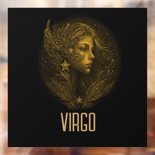 Gouden Maagd klassiek sterrenbeeld zwart Raamsticker (Vel 2)