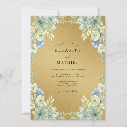 Gouden Maagdenpalm Bruiloft Kaart (Voorkant)