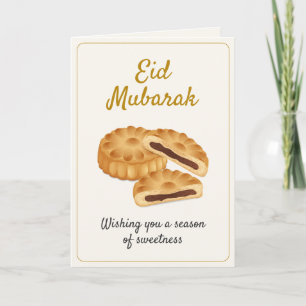 Gouden Maamoul Gebak & Dadels Zoete Eid Mubarak Kaart