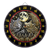 Gouden Maan benadrukt de wilde geest van de wolf Dartbord (Voorkant)