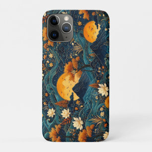 Gouden Maan Berg Nachtelijke Lucht Lotus Bloemmoti Case-Mate iPhone Case