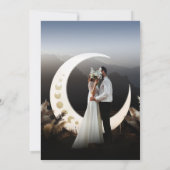 Gouden Maan Blauw Hemelse Bruiloft Uitnodiging (Achterkant)