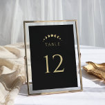 Gouden Maan Bruiloft Kaart<br><div class="desc">Begeleid uw gasten met de "Gold Moon Wedding Table Numbers" tegen een opvallende zwarte achtergrond. Maanfasen die subtiel in het ontwerp zijn geïntegreerd,  symboliseren de progressie van tafels,  waardoor een hemelreis voor uw gasten wordt gecreëerd.</div>