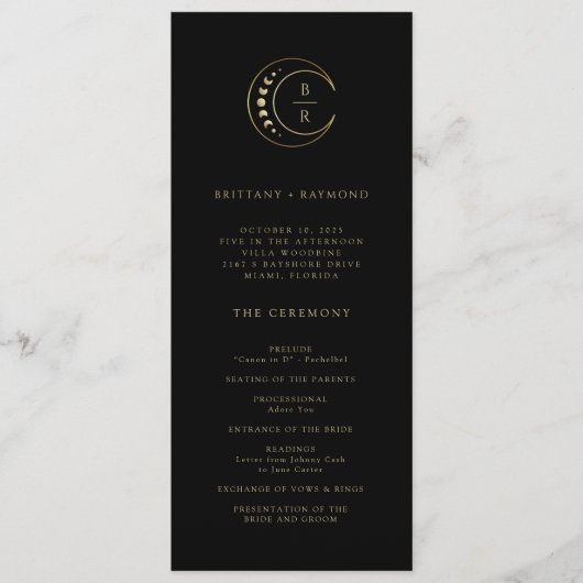 Gouden Maan Bruiloft Programmakaart (Voorkant)