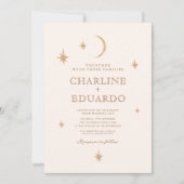Gouden Maan Celestial Boho Bruiloft QR Code Kaart (Voorkant)