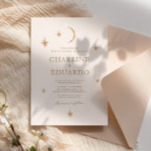 Gouden Maan Celestial Boho Bruiloft QR Code Kaart