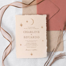 Gouden Maan Celestial Boho Bruiloft QR Code Kaart