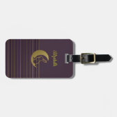 Gouden Maan en Konijn op Paarse Bagagelabel (Voorkant horizontaal)