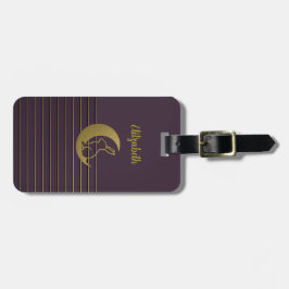 Gouden Maan en Konijn op Paarse Bagagelabel
