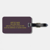 Gouden Maan en Konijn op Paarse Bagagelabel (Achterkant horizontaal)