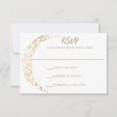 Gouden Maan en Rug Bruiloft RSVP Kaart (Voorkant)